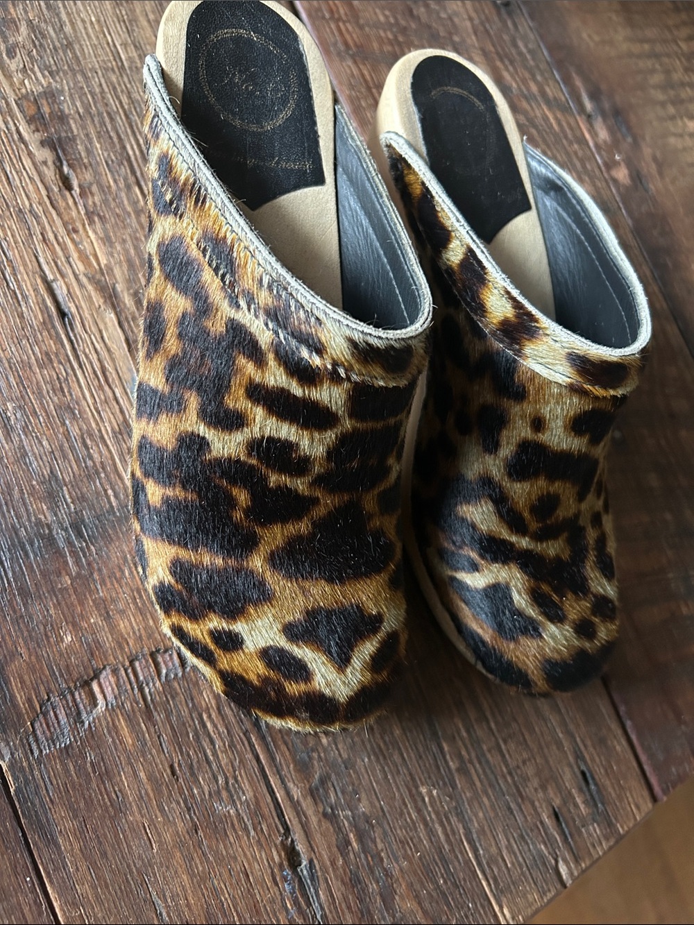 Leopard-Print Old School Clogs — Brown/Black No. 6 size 39